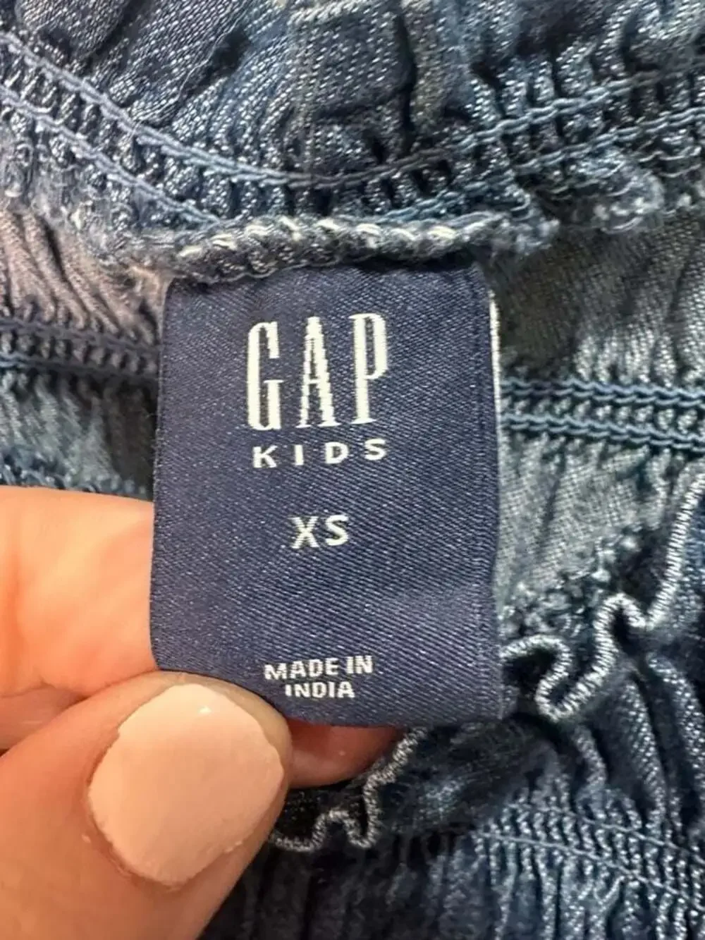 Gap NWT Girls Smocked Chambray Denim Mini Dress, Sz XS (4-5)